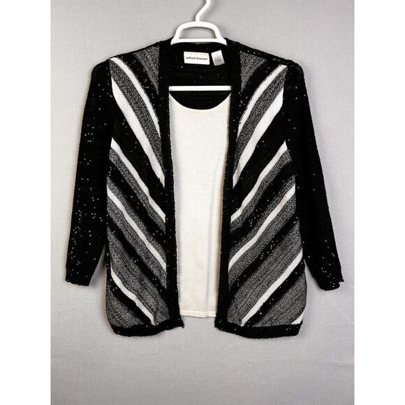 Alfred Dunner Sweater Set Women's Large Black Sequins Embellished Party Sparkle - Picture 9 of 9